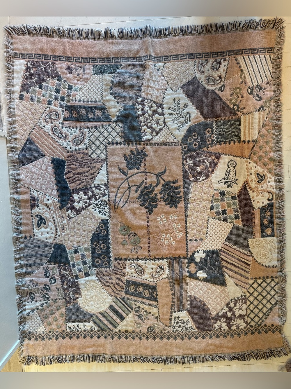 Vintage Crown Crafts Woven Tapestry Throw Blanket